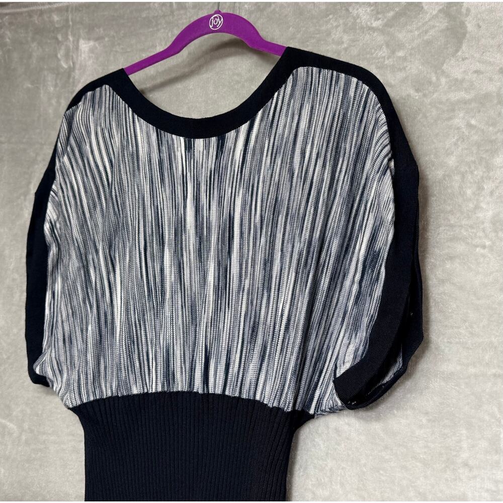 NWT Belldini Dolman Sleeve Ribbed Knit Blouse Black Gray Size Large - Picture 5 of 12